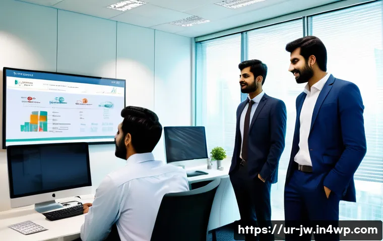 넛지 기법을 통한 조직의 혁신 촉진하기 - A modern corporate office scene depicting a diverse group of Pakistani employees engaged in teamwork...