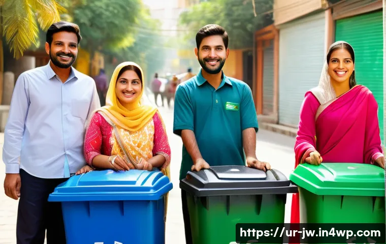 넛지 기법을 통한 사회적 비용 절감 방법 - A vibrant neighborhood street scene in an Urdu-speaking community, featuring colorful, attractive re...