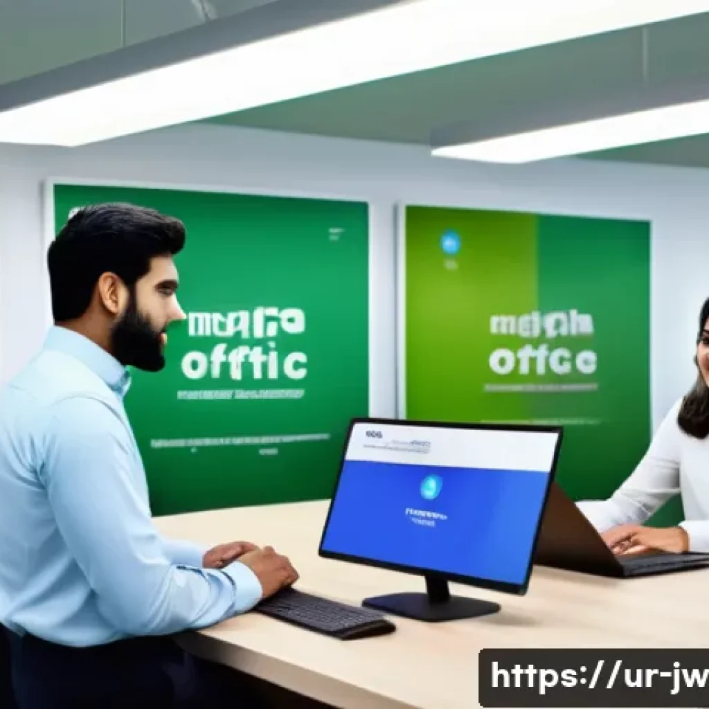 넛지와 사회적 책임 경영의 연결 - A modern office environment in Karachi, featuring diverse Pakistani employees collaborating on a sus...