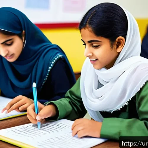 Home 31 넛지 활용을 통한 교육 효과 향상하기 - A modern classroom scene in a Pakistani school featuring a diverse group of attentive Urdu-speaking ...